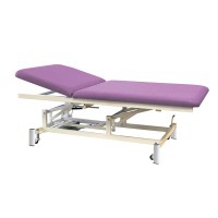 Two-section electric stretcher, Bobath type, Kinefis Quality: with welded steel frame, height adjustment with electric motor and R1 wheels