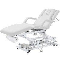 Acrum three-section electric stretcher: Three high-performance motors, double armrest system, robust structure and roll holder Acrum three-section electric stretcher: Three high-performance motors, double armrest system, robust structure and roll holder