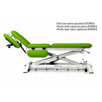 Multifunctional electric bed for osteopathy: seven bodies with reclining negative backrest, adjustable armrests, toilet paper holder, face cap and retractable wheels (two models available)
