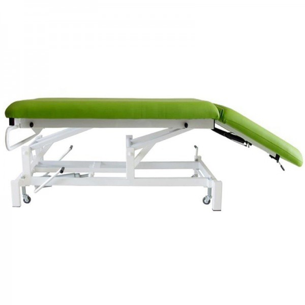 Kinefis Quality two-section hydraulic stretcher: With retractable wheels, gas piston reclining backrest, highly stable structure and an unbeatable value for money