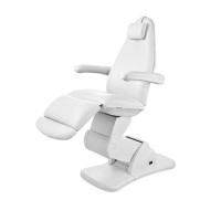 Front aesthetic stretcher chair: Electric with four motors to control the height and inclination of the backrest and footrest, folding armrests and facial hole