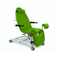 Electric gynecological examination chair: three bodies, with two motors for height adjustment, Trendelenburg, gynecological leg supports, armrests and cervical cushion