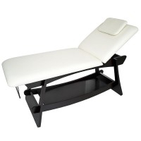 SPA and aesthetic table Delto with two bodies: Fixed wooden structure, facial hole, toilet roll holder and adjustable backrest
