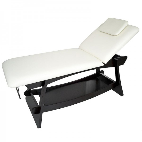 SPA and aesthetic table Delto with two bodies: Fixed wooden structure, facial hole, toilet roll holder and adjustable backrest SPA and aesthetic table Delto with two bodies: Fixed wooden structure, facial hole, toilet roll holder and adjustable backrest