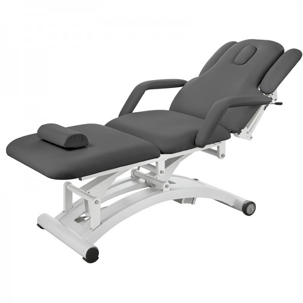Sphen three-section electric stretcher: Three high-performance motors, double armrest system and highly robust hemispherical base Sphen three-section electric stretcher: Three high-performance motors, double armrest system and highly robust hemispherical base