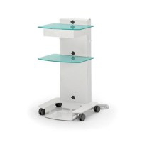 Mobile trolley for surgery: consists of two glass shelves and a drawer