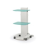 Surgical mobile cart for dental clinic: with two electrified glass shelves and tray