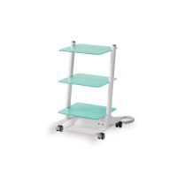 Mobile surgical cart with three electrified glass shelves: ideal for dental clinic
