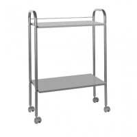 Electromedicine equipment carrier trolley: Two shelves, made of steel and with double pusher for easy movement