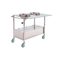 Cast trolley with lower drawer, upper board and trays: made of stainless steel (100 x 50 x 80 cm)