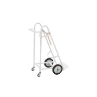 Oxygen bullet-carrying trolley: made of enamelled steel with wheels (43 x 70 x 95 cm) Oxygen bullet-carrying trolley: made of enamelled steel with wheels (43 x 70 x 95 cm)