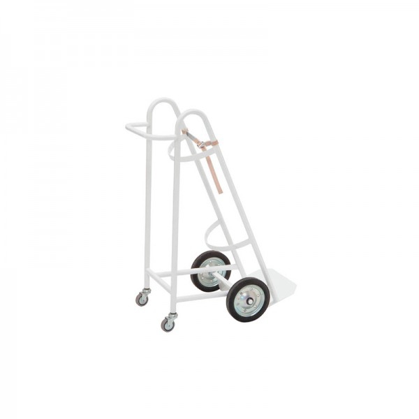 Oxygen bullet-carrying trolley: made of enamelled steel with wheels (43 x 70 x 95 cm)