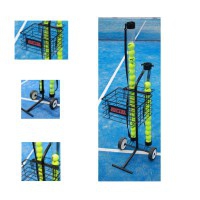 Tennis / Paddle Ball Carrier: Movable basket and round dividers for two ball collector tubes and capacity for 80 balls