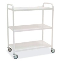 Hospital material distribution trolley: made of enameled steel with three shelves (90 x 50 x 120 cm)