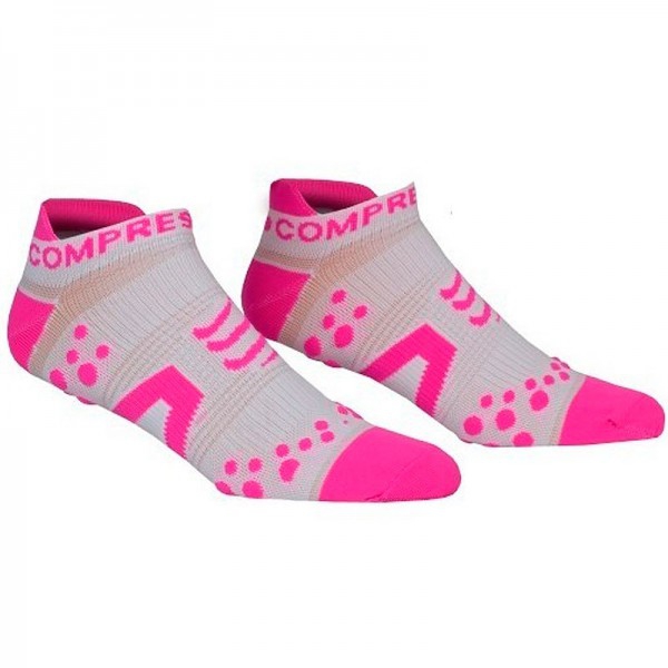 Final Season Offer - Compressport Pro Racing Socks V2 Run Low Cut - Ultra Low Technical Socks - White-Pink
