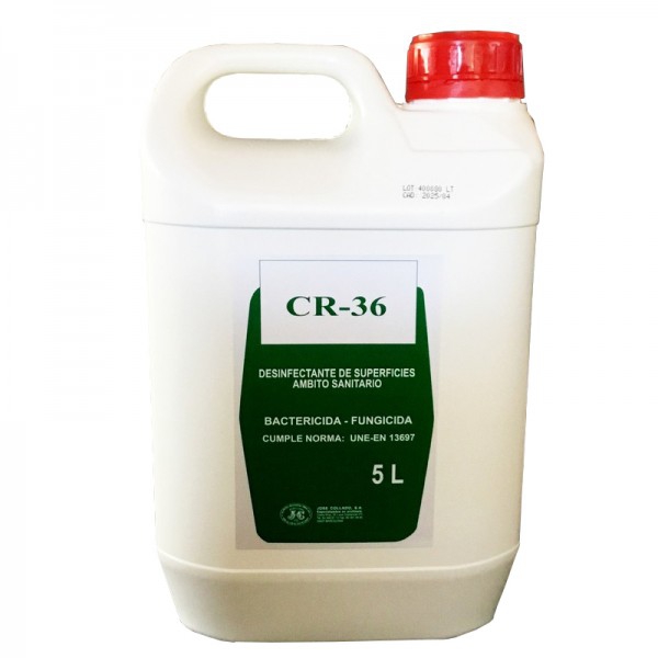 CR-36 Advance instant disinfectant (not dilutable): broad-spectrum bactericide, fungicide and viricide. Alcoholic composition (5 litres) CR-36 Advance instant disinfectant (not dilutable): broad-spectrum bactericide, fungicide and viricide. Alcoholic composition (5 litres)