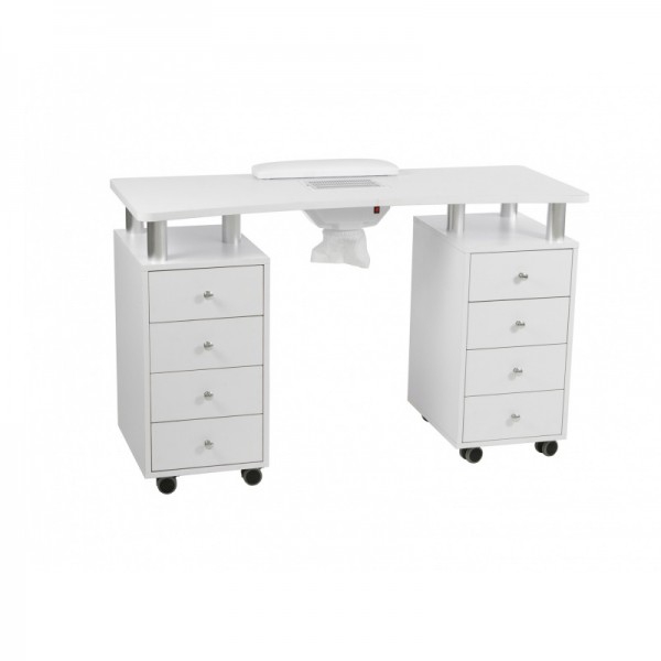 Distal manicure table: Double column with drawers, bag and hand rest cushion Distal manicure table: Double column with drawers, bag and hand rest cushion