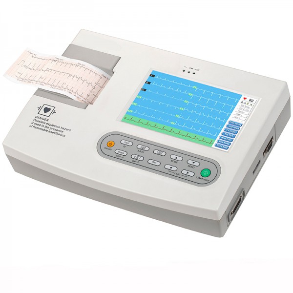 Three-channel digital electrocardiograph with color screen for veterinary
