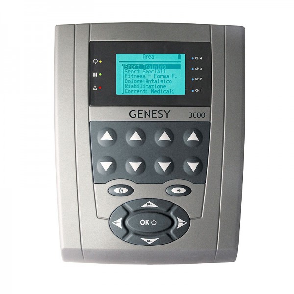 Genesy 3000 electrostimulator with four channels and 423 programs: ideal for pain treatment, tissue healing and treatment of neuromuscular dysfunctions