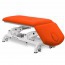 Electric examination stretcher: two bodies with negative reclining backrest, toilet roll holder, facial cap and retractable wheels