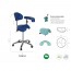 Pony stool with aluminum base: Includes backrest and multifunction arm (Various colors available)