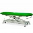 Hydraulic examination stretcher: two bodies, with straight rise without lateral movement, roll holder, facial cap and retractable wheels