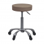 Silent Fast stool without backrest and height adjustable by gas piston: Flat and circular seat, chrome base with five silent wheels (Beige and White) Silent Fast stool without backrest and height adjustable by gas piston: Flat and circular seat, chrome base with five silent wheels (Beige and White)