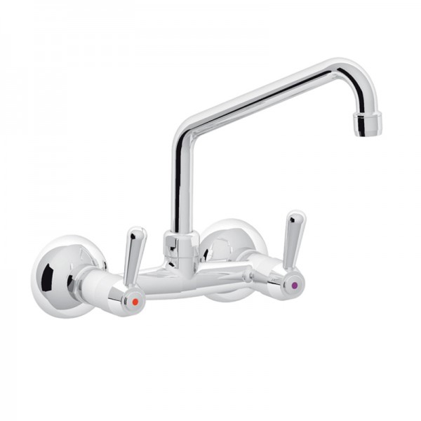 Wall-mounted surgical lavatory faucet