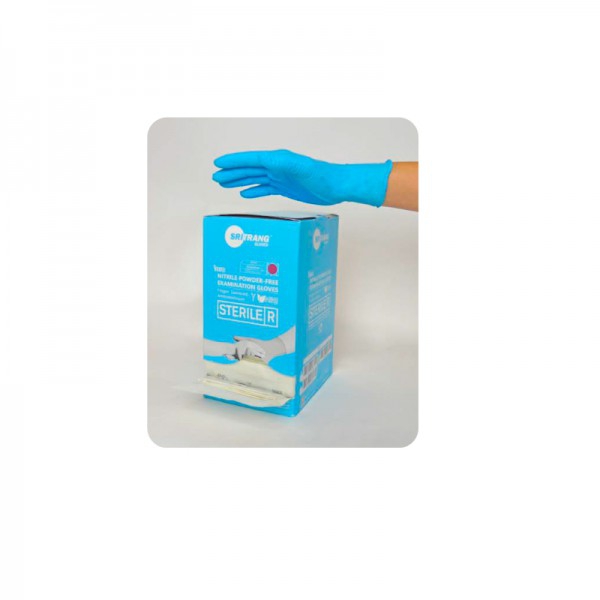 Nitrile gloves, powder-free, sterile: blue, 374-5 certified (box of 100)
