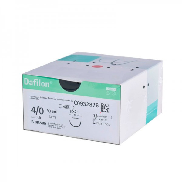 Dafilon monofilament polyamide non-absorbable suture threads (Box of 36 units - Various sizes) Dafilon monofilament polyamide non-absorbable suture threads (Box of 36 units - Various sizes)