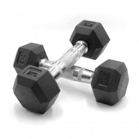 Hexagonal Dumbbell with Ergonomic Chrome Handle in Black - Various Weights