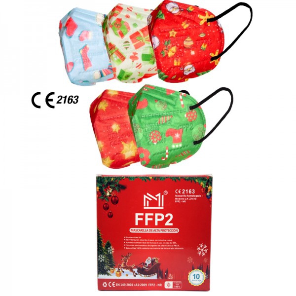 FFP2 Christmas masks and European CE certificate (individually bagged - box of 10 units)