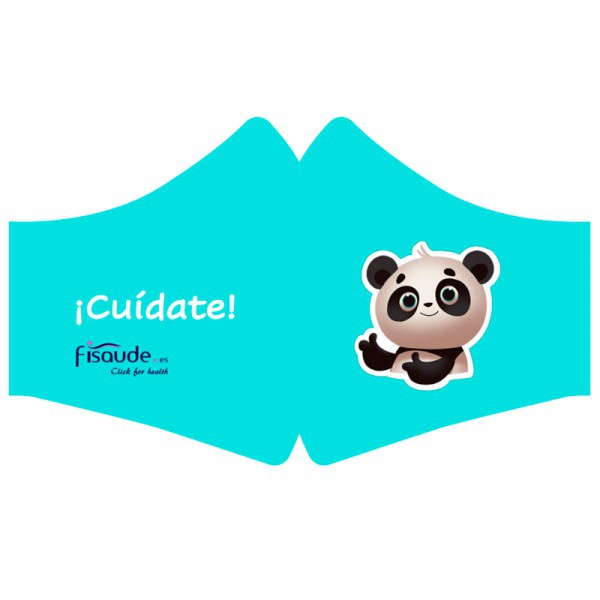 Washable and reusable fabric sanitary masks with filters: with panda bear screen printing (Size - Children) (Includes only one filter)