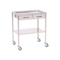 Side table in chromed steel: with removable upper tray and two upper drawers (60 x 40 x 80 cm)