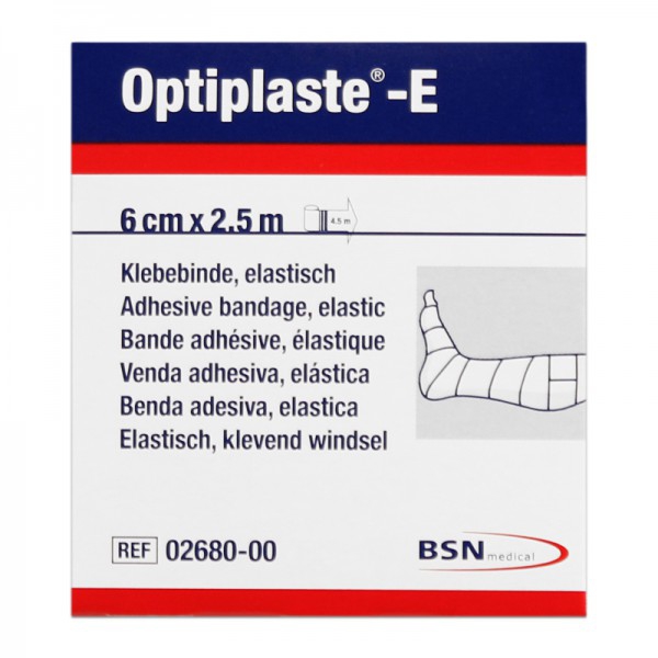 Optiplaste-E (ex-Elastoplast-E) 6 cm x 2.5 meters: Cotton and viscose adhesive elastic bandage Optiplaste-E (ex-Elastoplast-E) 6 cm x 2.5 meters: Cotton and viscose adhesive elastic bandage