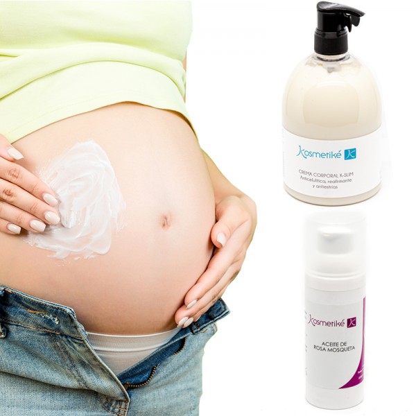 Cosmetic Anti-Stretch Mark Treatment - Special for Pregnant Women: 100% natural Rosehip Oil + Professional Kosmetiké K-Slim Body Cream 500 cc
