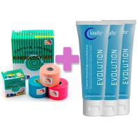 TEMTEX BANDAGE PACK OFFER: 6 rolls neuromuscular bandage Temtex Kinesiology tape 5cm X 5m + 3 Kinefis Evolution creams 200 cc