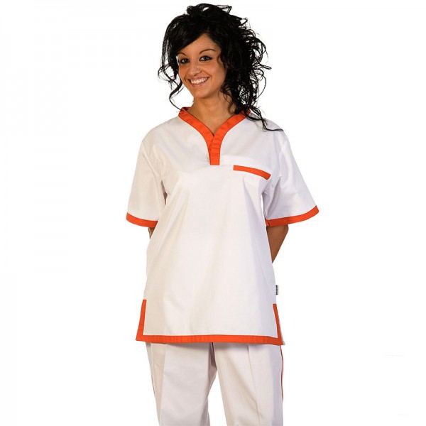 Unisex Trousers with elasticated waist (white and orange)