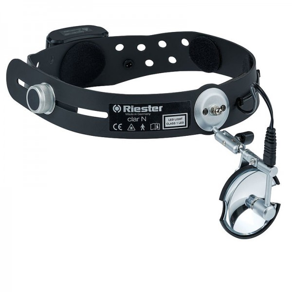 Riester clar N 55 front mirror, 6 V LED, includes NiMH rechargeable batteries and 230 V charger Riester clar N 55 front mirror, 6 V LED, includes NiMH rechargeable batteries and 230 V charger