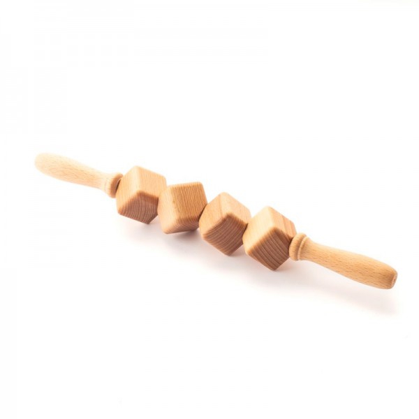 Anti-cellulite cube roller for wood therapy (40 cm): four cubes
