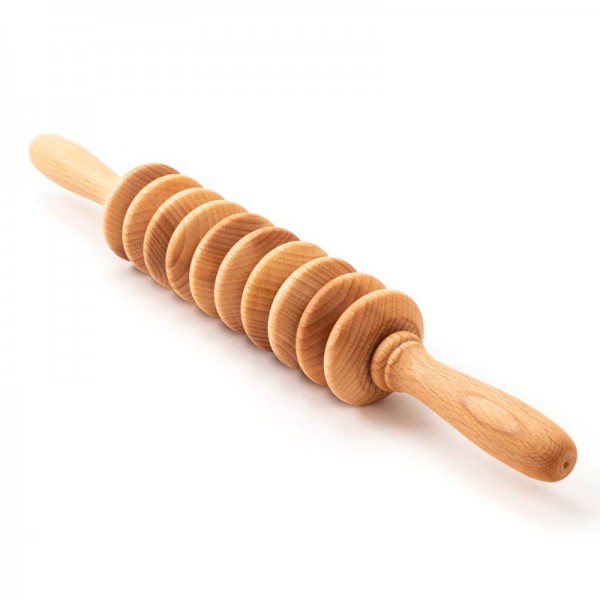 Anti-cellulite round disc roller for wood therapy (40 cm)