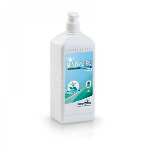 One liter Sendygien liquid soap with sanitizing action with dispenser