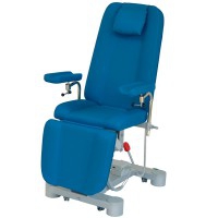 Chair for blood extractions with Trendelemburg: Steel frame, electrically adjustable in height and electrically tilting seat (colors available)