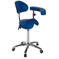 Pony stool with aluminum base: Includes backrest and multi-function arm (Various colors available) Pony stool with aluminum base: Includes backrest and multi-function arm (Various colors available)