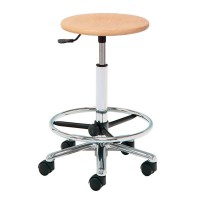 Kinefis Elite wooden stool: Backless, with footrest ring and high height of 55 - 80 cm