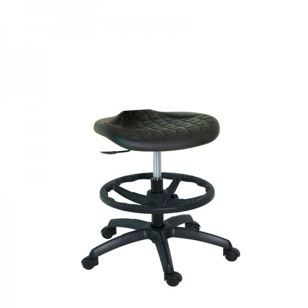 Kinefis Economy polyurethane stool: Backless, with footrest ring and high height of 59 - 84 cm Kinefis Economy polyurethane stool: Backless, with footrest ring and high height of 59 - 84 cm