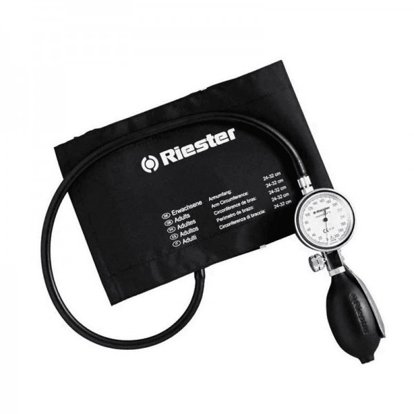 Riester Minimus II aneroid sphygmomanometer black, adult velcro bracelet without latex