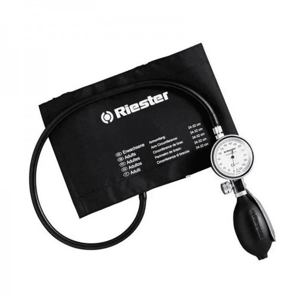 Riester Minimus II aneroid sphygmomanometer black, adult velcro bracelet without latex Riester Minimus II aneroid sphygmomanometer black, adult velcro bracelet without latex