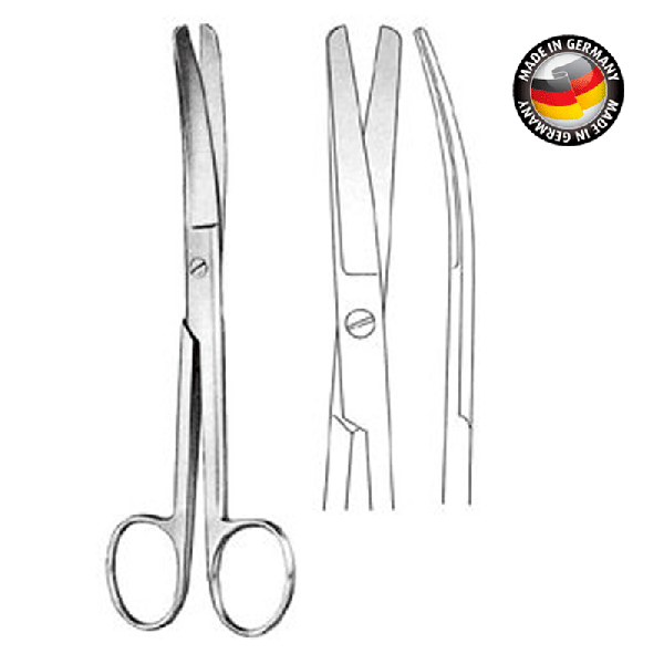 Surgery scissors, curve, Rome / Rome. 15 cm. German quality. (While stocks last)