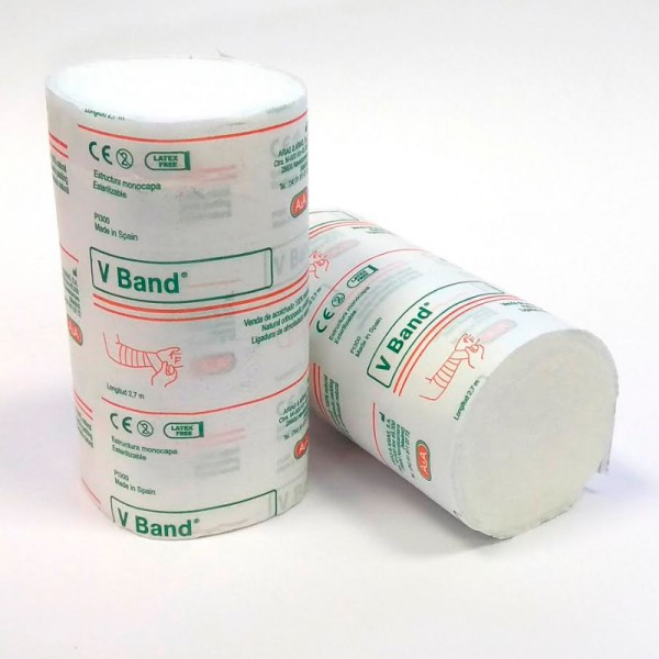VBand 7.5 cm x 2.7 meters: 100% viscose padding bandage, with double layer of non-woven fabric (24 units)